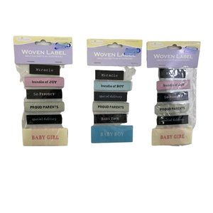 Lot of 3 baby themed embroidered fabric embellishments scrapbook craft NIP